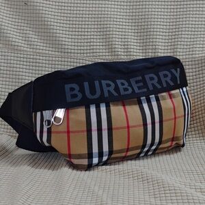 Burberry Checkered Belt Bag in Tan and Black